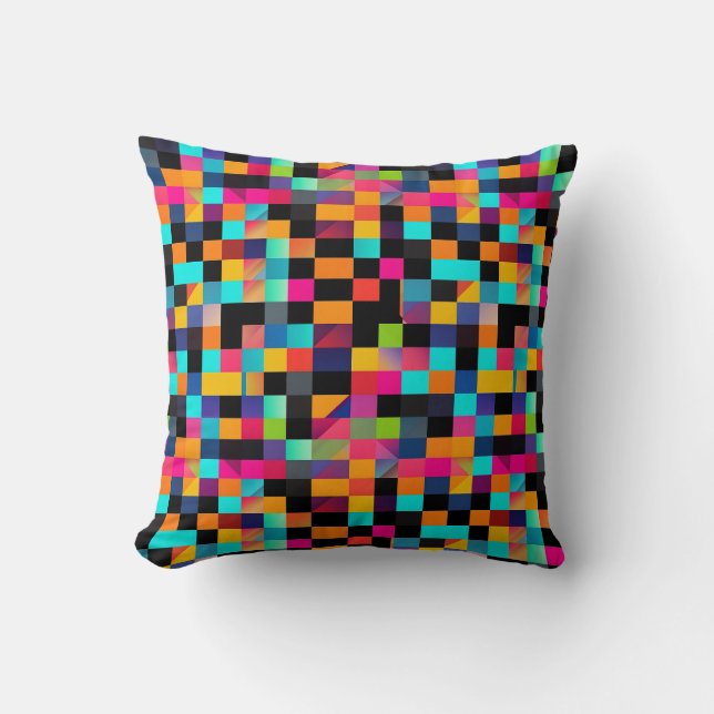 Colourful Vibrant Geometric Shapes Pattern Cushion (Front)
