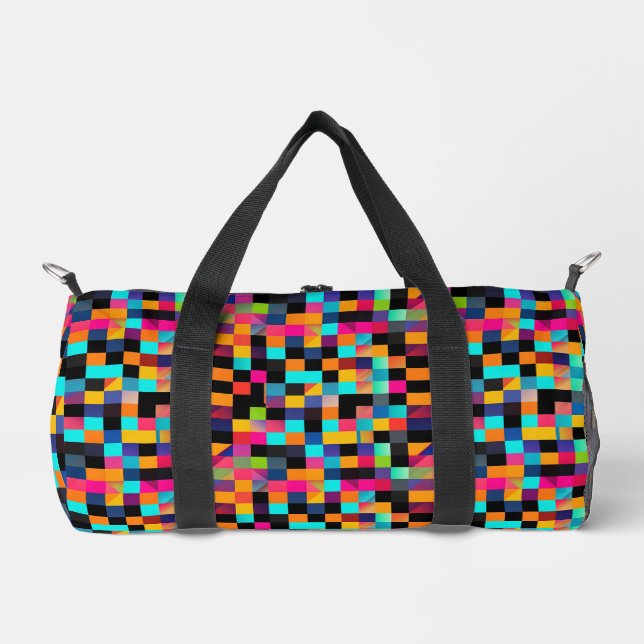 Colourful Vibrant Geometric Shapes Pattern Duffle Bag (Front)