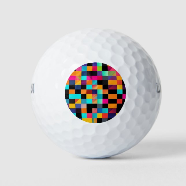 Colourful Vibrant Geometric Shapes Pattern Golf Balls (Front)