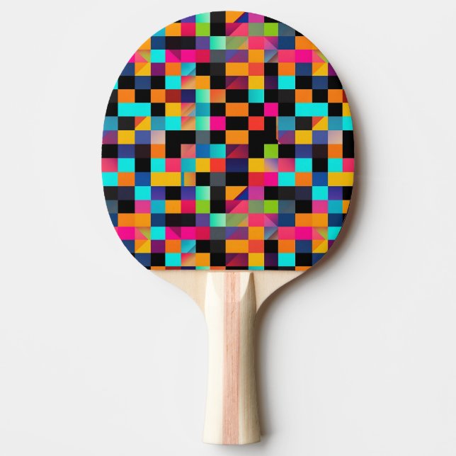 Colourful Vibrant Geometric Shapes Pattern Ping Pong Paddle (Front)