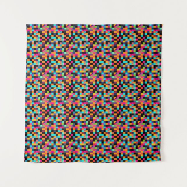 Colourful Vibrant Geometric Shapes Pattern Tapestry (Front)