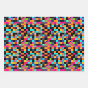Colourful Vibrant Geometric Shapes Pattern Wrapping Paper Sheet