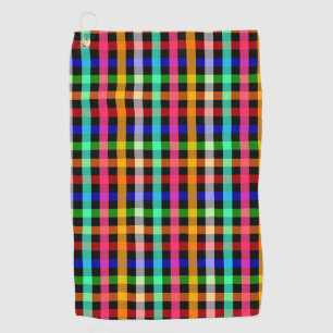 Colourful Vibrant Gingham Check Design  Golf Towel