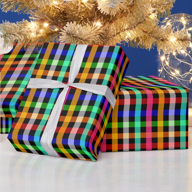 Colourful Vibrant Gingham Check Design  Wrapping Paper (Creator Uploaded)