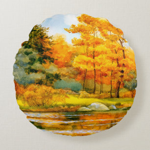 Colourful vibrant hand drawn watercolor sketch dra round cushion