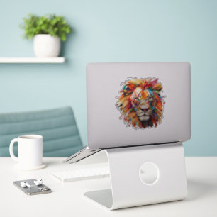 Colourful Vibrant Lion in Geometric Shapes Fashion