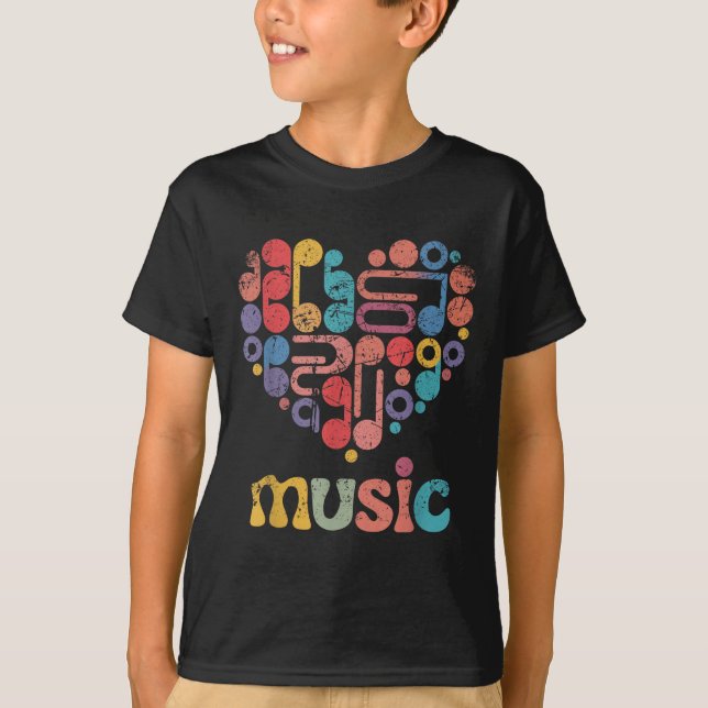 Colourful Vibrant Music-themed Heart Tee For Enthu (Front)