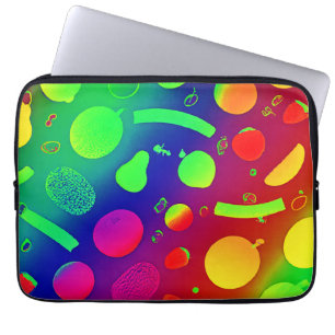 Colourful Vibrant Neon Fruits Pattern Art Laptop Sleeve