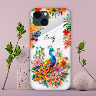 Colourful vibrant peacock & flowers custom Case-Mate iPhone case