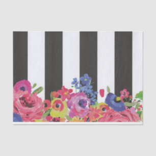 Colourful vibrant pin stripe Floral collage Tissue Paper