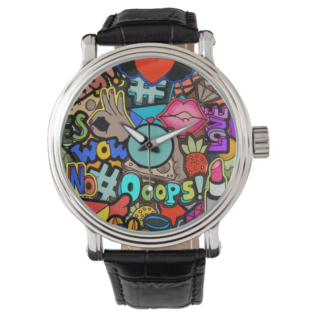 Colourful Vibrant Pop-Art  Watch (Front)