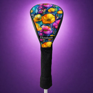 Colourful Vibrant Poppy Personalised Golf Head Cover