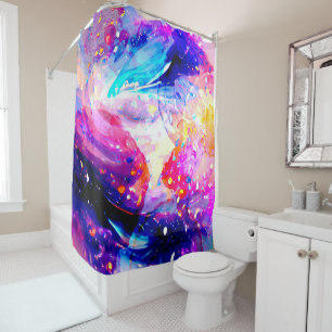 colourful vibrant rainbow abstract shower curtain