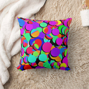 Colourful Vibrant Retro Revival Pattern Cushion