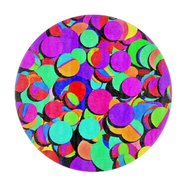 Colourful Vibrant Retro Revival Pattern Cutting Board (Front)