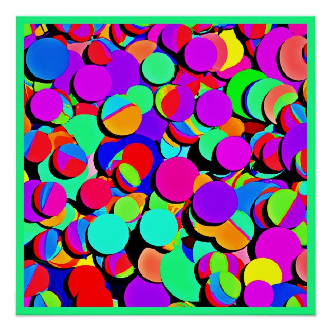 Colourful Vibrant Retro Revival Pattern Poster (Front)