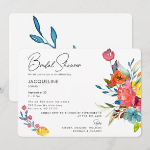 Colourful Vibrant Spring Floral Bridal Shower II Invitation