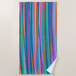 Colourful Vibrant Stripes in Bright Summer Colours Beach Towel