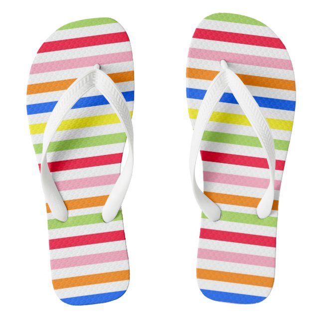 Colourful Vibrant Stripes Pattern Design  Flip Flops (Footbed)