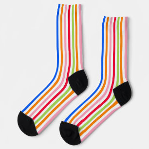 Colourful Vibrant Stripes Pattern Design Socks