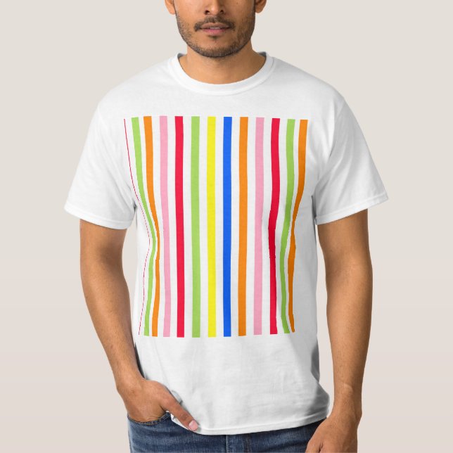 Colourful Vibrant Stripes Pattern Design  T-Shirt (Front)