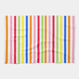 Colourful Vibrant Stripes Pattern Design  Tea Towel