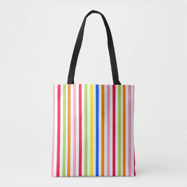 Colourful Vibrant Stripes Pattern Design  Tote Bag (Front)