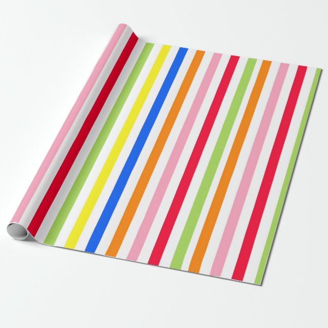 Colourful Vibrant Stripes Pattern Design  Wrapping Paper (Unrolled)