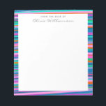 Colourful Vibrant Stripes Playful Bright Colour Na Notepad<br><div class="desc">This fun stripes pattern features hand drawn abstract lines in a variety of bright,  vibrant colours.</div>