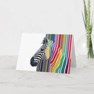 Colourful Vibrant Stripes Zebra Painting Card