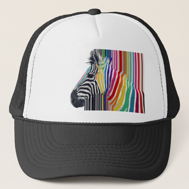 Colourful Vibrant Stripes Zebra Painting Trucker Hat (Front)