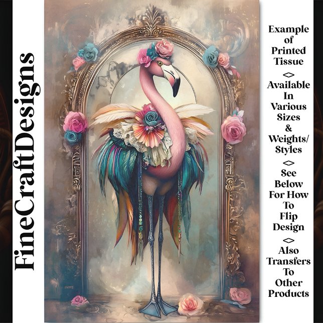 Colourful Victorian Carnival Flamingo BH4 Decoupag Tissue Paper (Creator Uploaded)