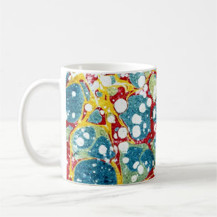 Colourful Victorian Marbled Paper Cover Coffee Mug