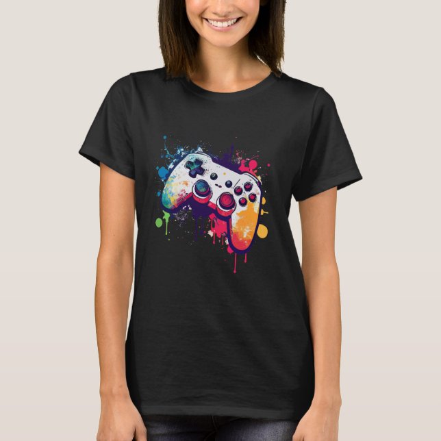 Colourful Video Game Controller - Joystick - Conso T-Shirt (Front)