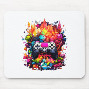 Colourful Video Game Controller Tie Dye Cool Gamer Mouse Mat