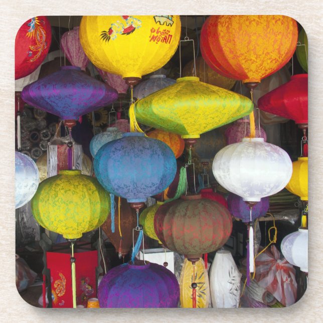 Colourful Vietnamese lanterns Coaster (Front)