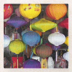 Colourful Vietnamese lanterns Glass Coaster
