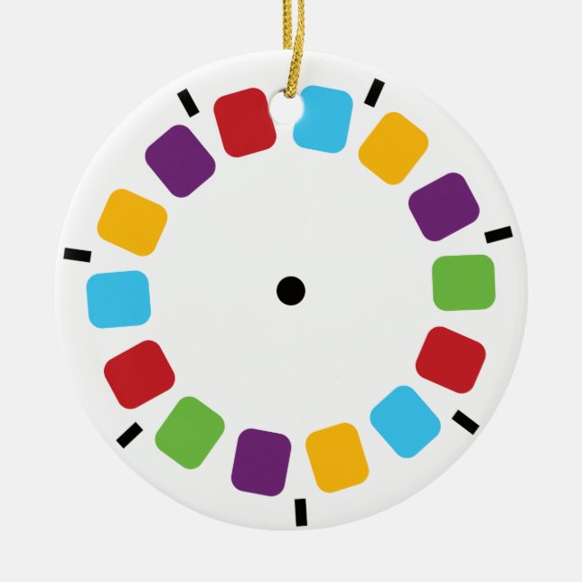 Colourful Viewmaster Reel Retro Modern Ceramic Tree Decoration (Front)