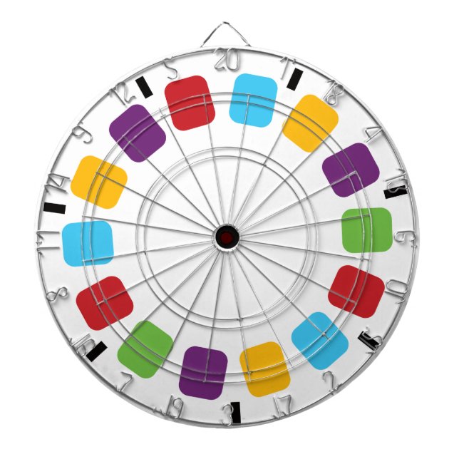 Colourful Viewmaster Reel Retro Modern Dartboard (Front)