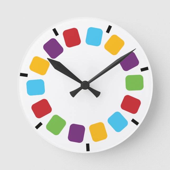 Colourful Viewmaster Reel Retro Modern Round Clock (Front)