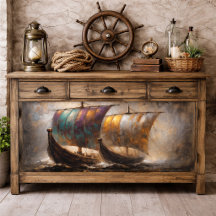 Colourful Viking Sails Decoupage