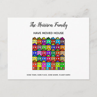 Colourful Village Moving House Real Estate Postcard