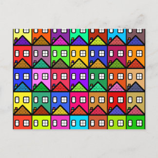 Colourful Village Moving House Real Estate Postcard
