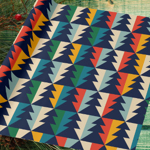 Colourful Vintage Abstract Forest Trees Christmas Wrapping Paper