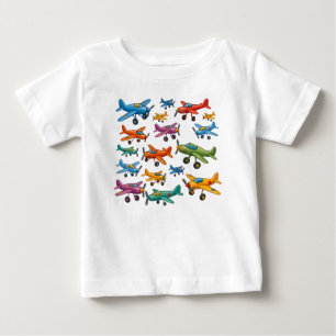 Colourful Vintage Aeroplanes Pattern – Retro Aviat Baby T-Shirt