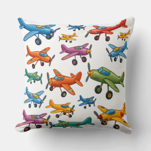Colourful Vintage Aeroplanes Pattern – Retro Aviat Cushion