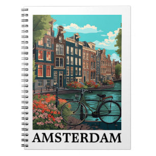 Colourful Vintage Amsterdam Netherlands Canal View Notebook