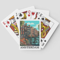Colourful Vintage Amsterdam Netherlands Canal View