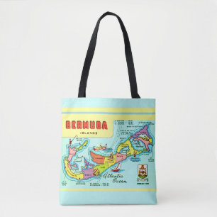 Colourful Vintage Bermuda Map Tote