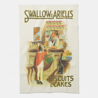 Colourful Vintage Biscuit Advertising Poster Tea Towel